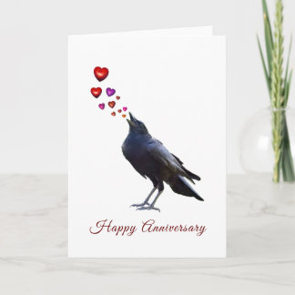 Crow com Cartão de Aniversário do Coração