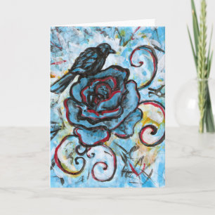 Crow em um Rosa azul, Cartão de Saudação
