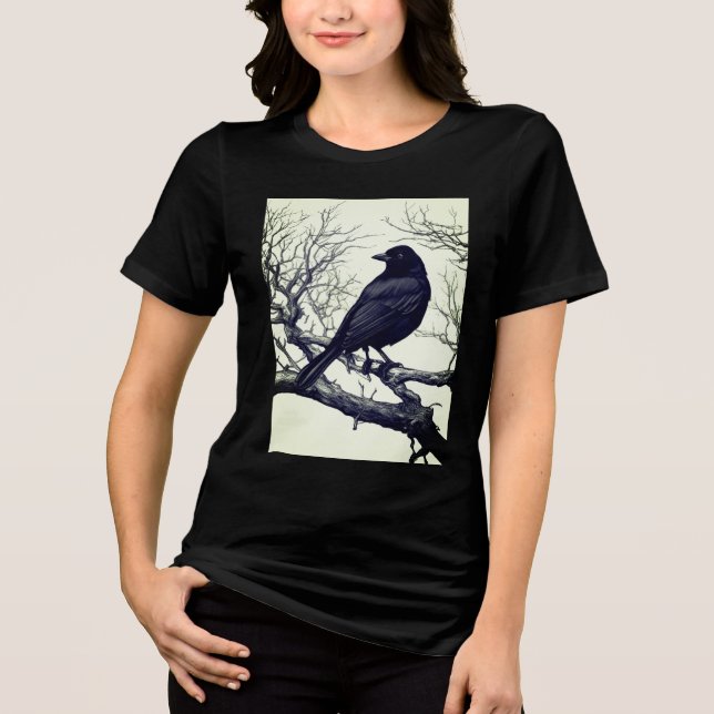 Crow Perched on Bare Winter Branches (Frente)