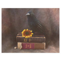 Crow Vintage Gótica Livros Antigos Arte Sunflower