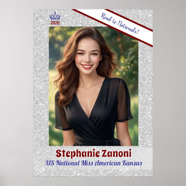 Crown and Sash Pageant Door Banner Poster (Frente)