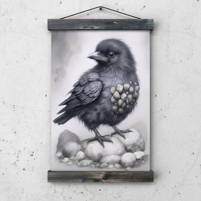 Crows Rock! Poster niedliche Krähe auf Steinen (Criador carregado)