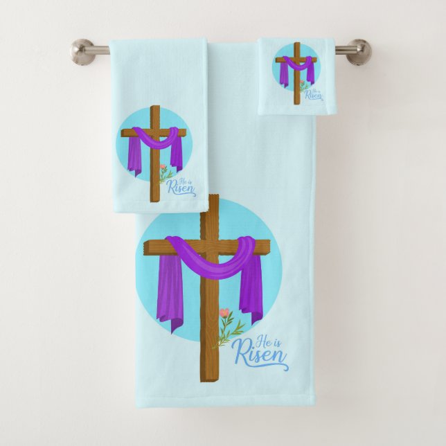 Crucifix Ele é um conjunto de toalhas de banho Ris (Insitu)
