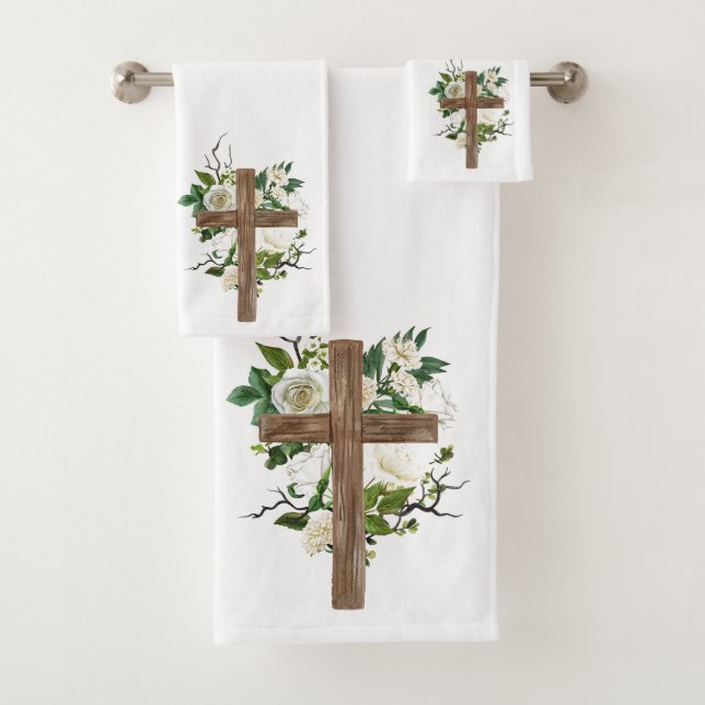 Crucifixo e Flores do conjunto de toalhas (Insitu)