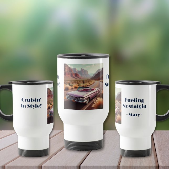 Cruisando na Caneca de viagem de Estilo (Personalize to add names/dates. Customize to change text, color, style or remove text.)