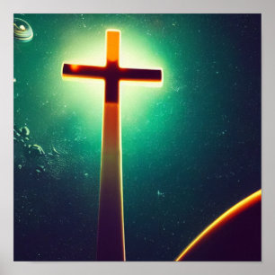 Cruz Castanha com Poster de Espacal Teal