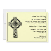 Cruz Celta no Convite para Casamento de Marfim Neg