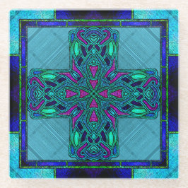 Cruz Célula de Vidro Estreita em Azul e Aqua