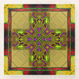 Cruz Celular de Vidro Estreita em Vermelho e Doura