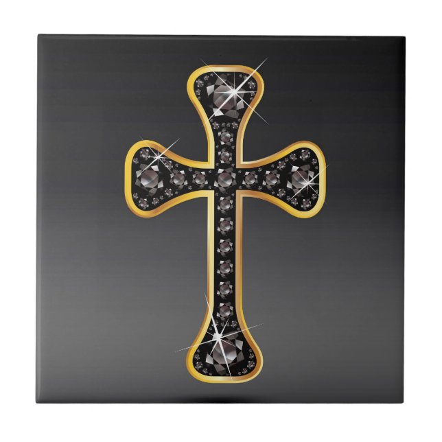 Cruz Cristã com Pedras "Onyx" (Frente)