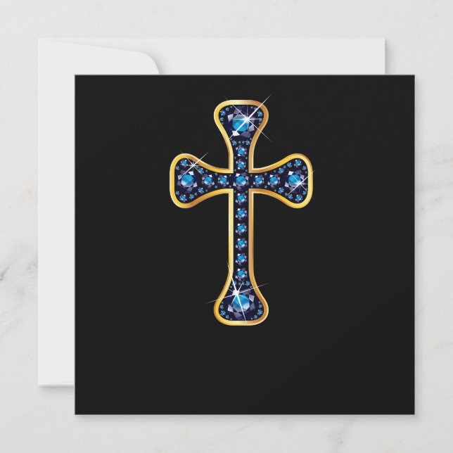 Cruz Cristã com Pedras "Sapphire" (Frente)