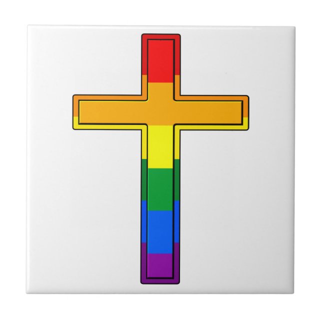 Cruz Cristã nas Cores da Bandeira Gay (Frente)