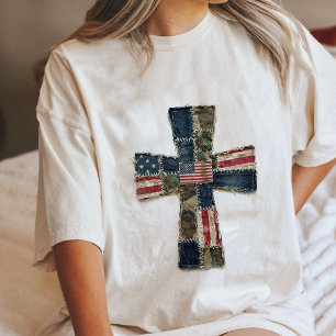 Cruz da Bandeira Americana em Patchwork Patriótico