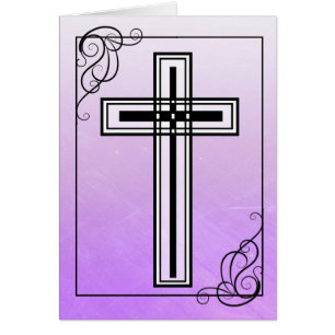 Cruz da páscoa roxa e cartão religiosos das