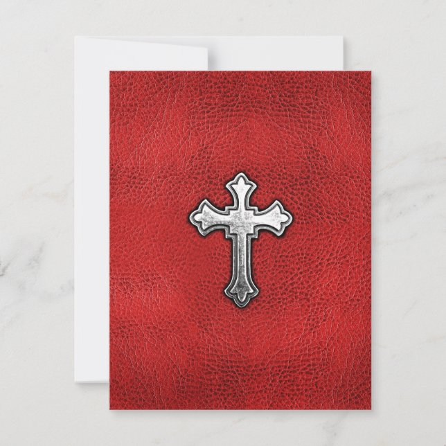 Cruz de metal em couro vermelho (Frente)