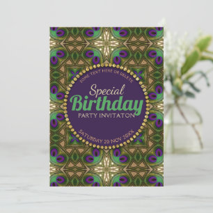 Cruz de Pavão Roxo Verde Aniversário Especial