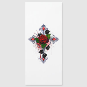 Cruz de Prata com Rosa vermelha