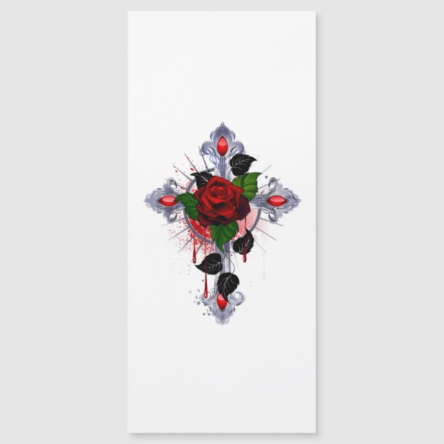 Cruz de Prata com Rosa vermelha (Frente)