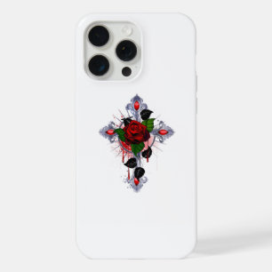 Cruz de Prata com Rosa vermelha