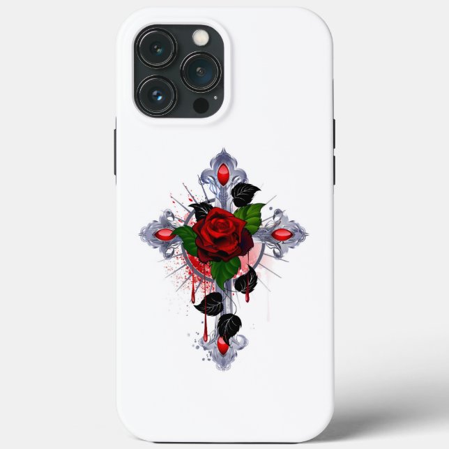 Cruz de Prata com Rosa vermelha (Verso)