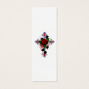 Cruz de Prata com Rosa vermelha