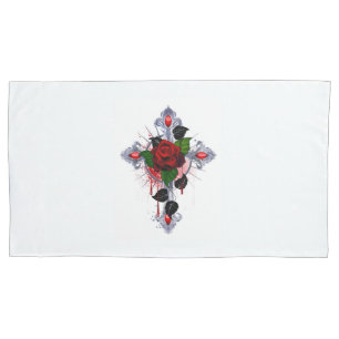 Cruz de Prata com Rosa vermelha