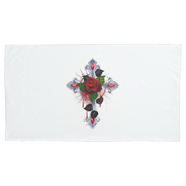 Cruz de Prata com Rosa vermelha (Frente-Esquerda)