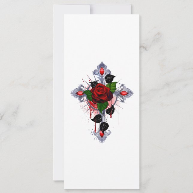 Cruz de Prata com Rosa vermelha (Frente)