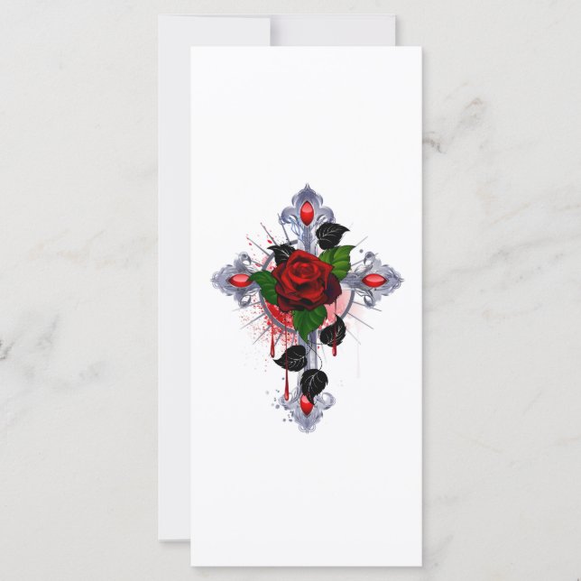 Cruz de Prata com Rosa vermelha (Frente)