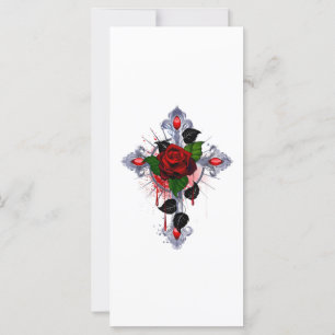 Cruz de Prata com Rosa vermelha