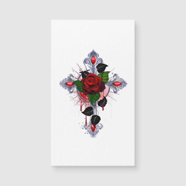 Cruz de Prata com Rosa vermelha (Frente)