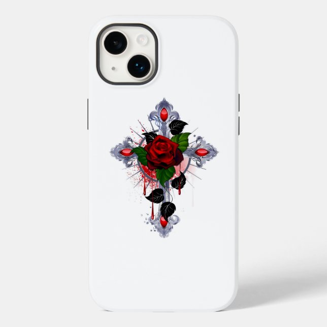 Cruz de Prata com Rosa vermelha (Verso)