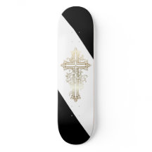 Cruz Dourada de Skate Cristão
