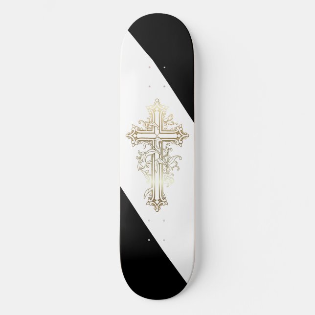 Cruz Dourada de Skate Cristão (Frente)