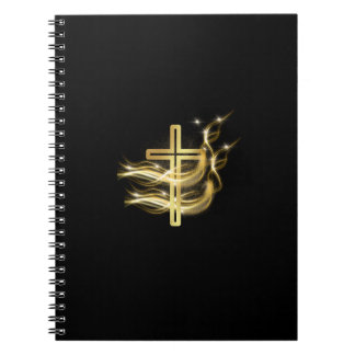 Cruz Dourada em caderno encadernado em espiral pre