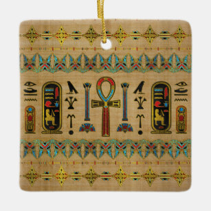 Cruz egípcia - ornamento de Ankh no papiro