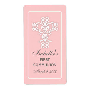 Cruz elegante na etiqueta cor-de-rosa da etiqueta