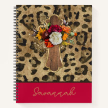 Cruz Floral na Impressão Leopardo