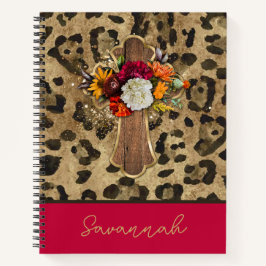 Cruz Floral na Impressão Leopardo