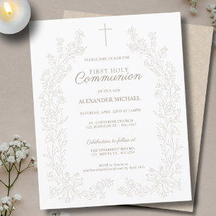 Cruz Floral Orçamental Primeira Comunhão Religiosa