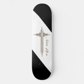 Cruz geométrica skateboard cristã Nunca Sozinho