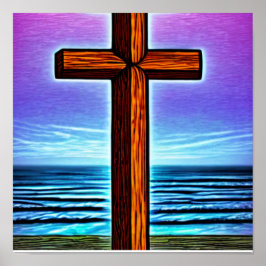 Cruz Marrom pela Poster das ondas