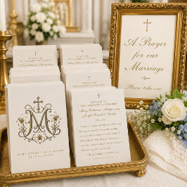 Cruz Monograma Mariana Dourada Casamento Católico