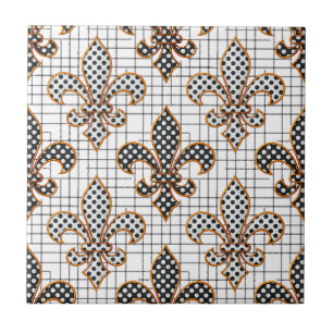 Cruz Preto e Branco Xadrez Bolinhas Flor-de-lis 
