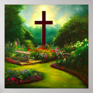 Cruz Vermelha em um lindo Poster de jardim