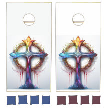 Cruzamento colorido cristão sobre a coroa dos espi