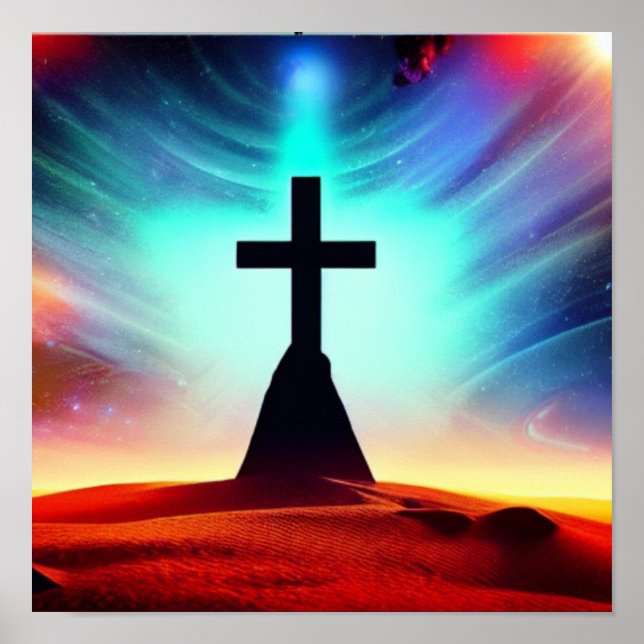 Cruzar em um Poster do Deserto Spacescape (Frente)