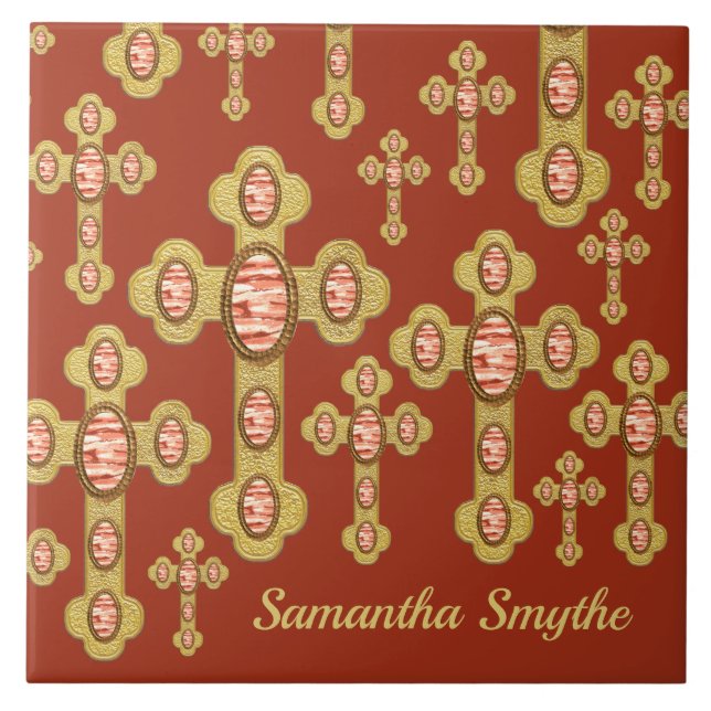 Cruzes Amigadas com 6 Faux Red Agates - (Frente)