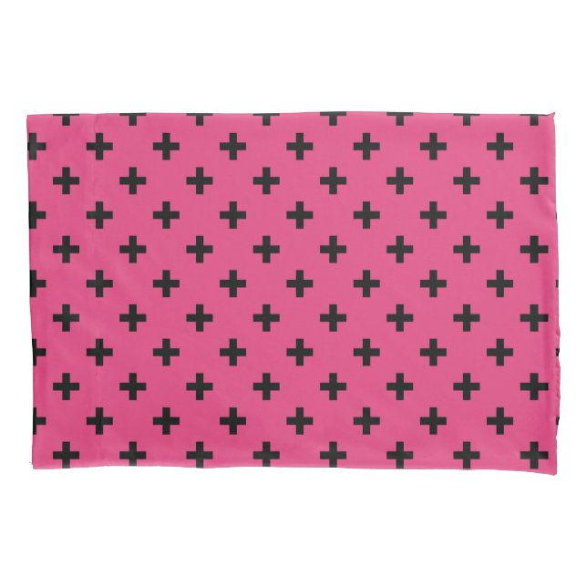 Cruzes de polca negra em fuchsia (Frente)