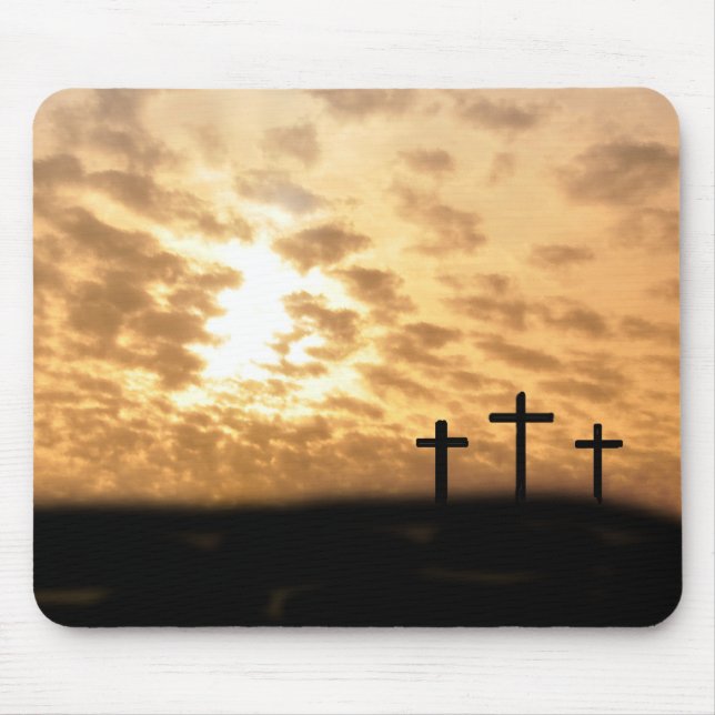 Cruzes e por do sol bonitos "é" Mousepad aumentado (Frente)